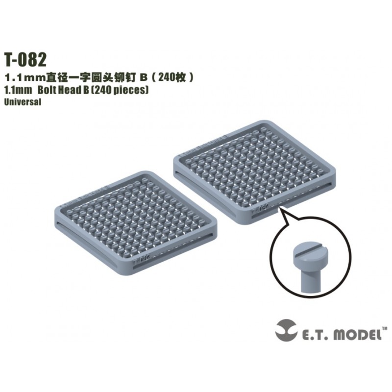 Testa del bullone B da 1,1 mm (240 pezzi). E.T. MODEL T-082