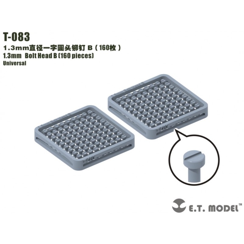 Testa del bullone B da 1,3 mm (160 pezzi). E.T. MODEL T-083