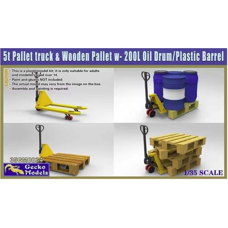 Transpallet con fusti e pallet. GECKO MODELS 35GM0034