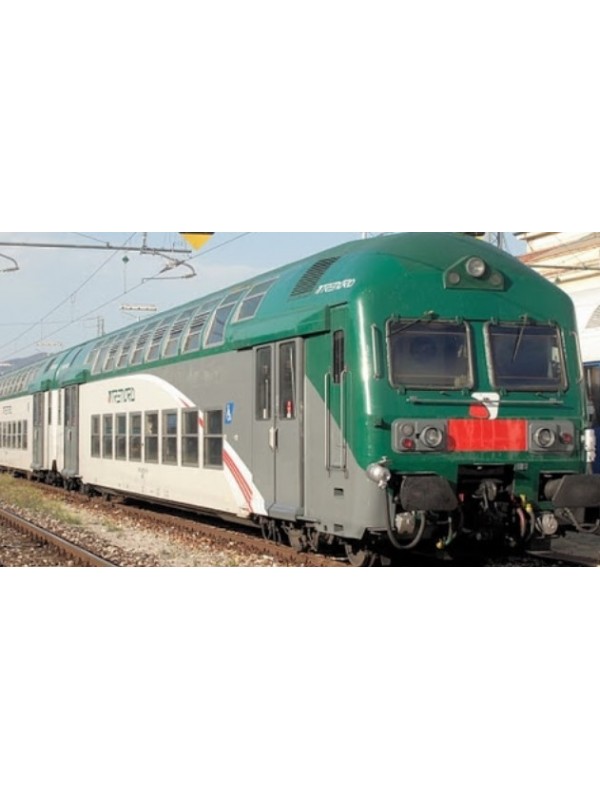 VITRAINS 1134 Scala HO Set tre carrozze passeggeri a due piani Trenord livrea grigio verde - IN ACCONTO